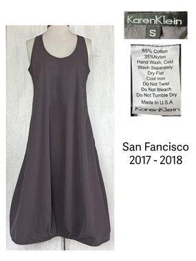 Karen Klein Sculptural Bubble Hem Maxi Dress Lagenlook Gray Women Small